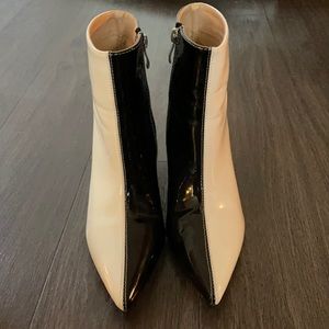 Funky half/half patent boots